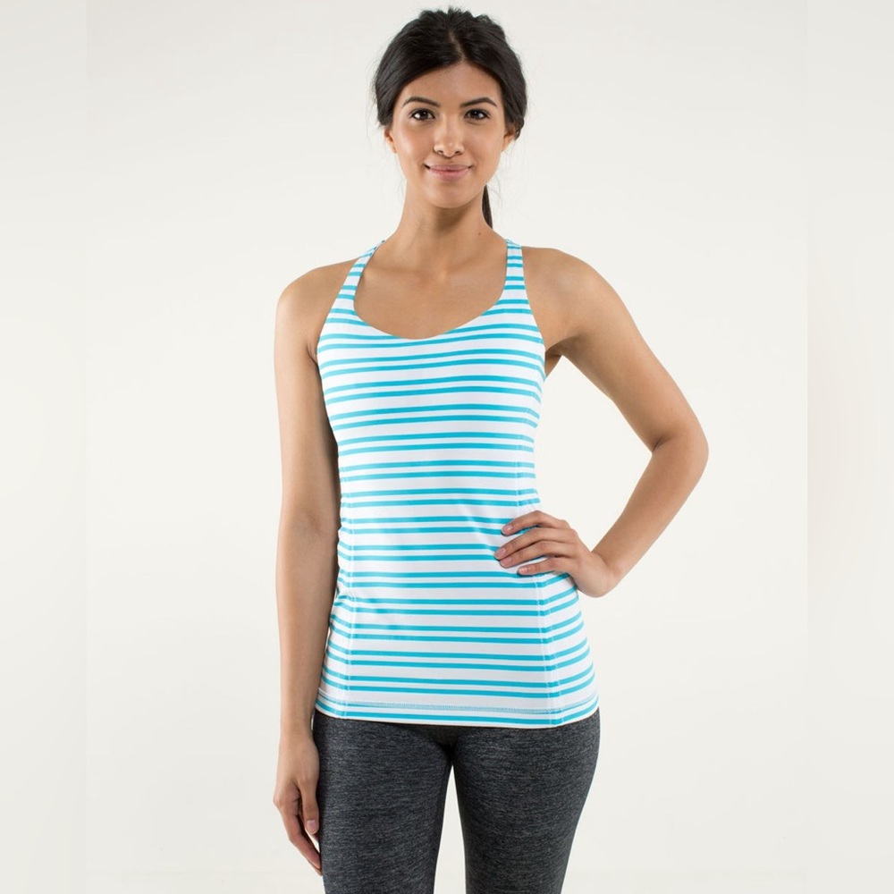✨Lululemon Free To Be Tank Striped Spry Blue Size 2 - Picture 2 of 14